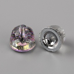 透明なガラスビーズを電気  半円  プラム  8.5x10mm  穴：1.5mm&nbsp;EGLA-WH0001-08C