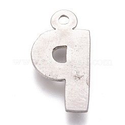 変色しない304ステンレススチールペンダント  アルファベット  文字.p  16x8.5x2mm  穴：1.2mm&nbsp;X-STAS-H119-01P-P