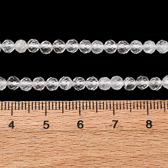 天然石クオーツクリスタルビーズ連売り  多面カット  ロッククリスタルラウンドビーズ  4mm  穴：0.7mm  約91~93個/連  15.35~15.51インチ（39~39.4cm）&nbsp;G-C226-B05-4mm