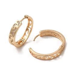 Brass Micro Pave Cubic Zirconia Hoop Earrings&nbsp;EJEW-C073-12KCG