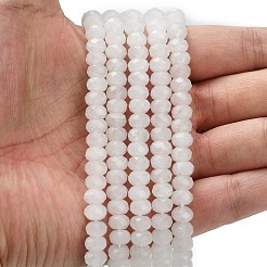 天然石ホワイトジェイドビーズ連売り  多面カット  ロンデル  8x5.5mm  穴：1.2mm  約69個/連  15.16''（38.5センチメートル）&nbsp;G-Z111-A36