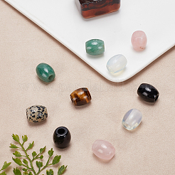 12個 6スタイル 天然&合成混合宝石 ヨーロピアンビーズセット  大穴ビーズ  バレル  17~19x15~16mm  穴：5.5mm  2個/スタイル&nbsp;G-AR0005-26