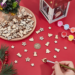 200個 4スタイル MDF クリスマスデコレーションチップ  混合図形  14.5~20x14~20x2~2.5mm  50個/スタイル&nbsp;DIY-PH0032-96