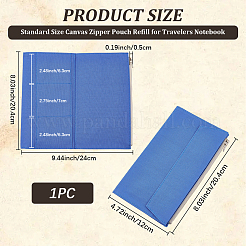 長方形のキャンバスファイルバッグ  ファイルポケット  ジッパー付き  ブルー  120x204x6mm&nbsp;AJEW-WH20018-295D