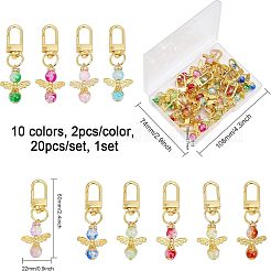 20色の天使の吊り下げオーナメント10個。  焼き絵の具を使ったツートンカラーのクラックルガラスビーズペンダント装飾  合金回転式ナスカン付き  ミックスカラー  6cm  2個/カラー&nbsp;HJEW-CA0001-39
