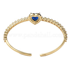 Cubic Zirconia Heart Open Cuff Bangle&nbsp;BJEW-N012-031B