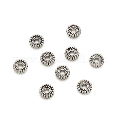 チベット風合金スペーサービーズ  フラットラウンド  アンティークシルバー  6x1.5mm  穴：1.5mm&nbsp;TIBEB-TA0001-07-6mm