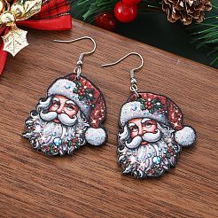 Both Sides Printed Wood Dangle Earrings&nbsp;FS-WG7A59A-01