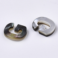 天然な黒リップシェルビーズ  トップドリルビーズ  文字.g  G：10x8.5x2.5mm  穴：0.6mm&nbsp;LS-SSHEL-S265-001G