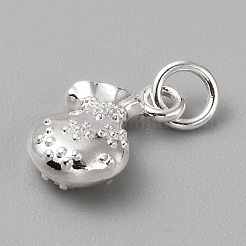 真鍮製チャーム  丸カン付き  銀  バッグ  15.5x9.5x5mm  穴：4mm&nbsp;FIND-WH0159-63S-11