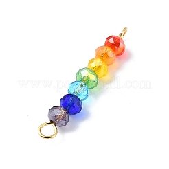 Electroplated Colorful Faceted Glass Rondelle Beaded Connector Charms&nbsp;PALLOY-JF02529-02