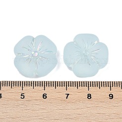 つや消し透明なアクリルビーズ  花  シルバーライン入り  ABカラーメッキ  ライトスカイブルー  19.5x20x7mm  穴：1.6mm  約9個/20g&nbsp;X1-OACR-P029-19B-06