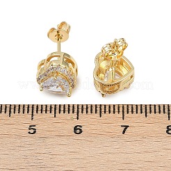 Brass Micro Pave Clear Cubic Zirconia Stud Earrings&nbsp;LS-EJEW-Z128-01G-02
