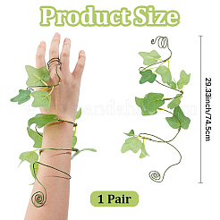 1Pair Leaf Pvc with Iron wire Upper Arm Cuff Bangles for Women&nbsp;AJEW-GF0014-18B