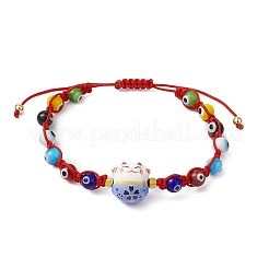 Adjustable Lanmpword Evil Eye Braided Bead Bracelet&nbsp;BJEW-JB11059