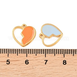 304ステンレススチールエナメルペンダント  ハートチャーム  ゴールドカラー  13x13x1.5mm  穴：1.2mm&nbsp;STAS-A135-11G