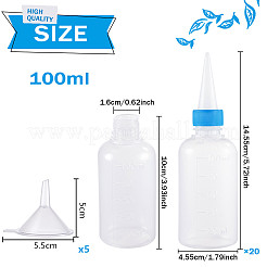 プラスチック接着剤ボトルセット  透明なプラスチック漏斗ホッパー付き  ホワイト  45.5x145.5mm  容量：100ミリリットル  20個/セット&nbsp;DIY-BC0002-43