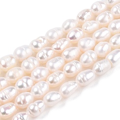 天然養殖淡水パールビーズ連売り  ライス  乳白色  3.5~6x4~4.5mm  穴：0.7~0.8mm  約59~60個/連  13.58''（34.5センチメートル）&nbsp;PEAR-N012-04S