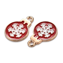 クリスマス合金エナメルペンダント  ゴールドカラー  スノーフレーク  19x13x1.5mm  穴：1.6mm&nbsp;X-ENAM-D047-17G-03