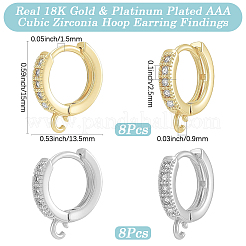 16Pcs 2 Colors Brass Huggie Hoop Earring Findings&nbsp;KK-BBC0027-47