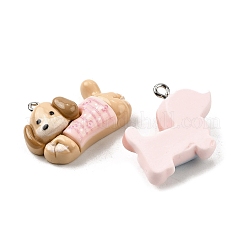 不透明樹脂ペンダント  犬  プラチナ  20~21x26~28x8~8.5mm  穴：2mm&nbsp;CRES-D313-08P