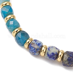 Natural Lapis Lazuli & Aquamarine & Rainbow Moonstone & Apatite Beaded Stretch Bracelets&nbsp;BJEW-JB13485-02