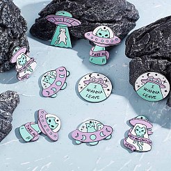20個5スタイル不透明アクリルパーツ  ufoのテーマ  ufo with cat & flat round with ufo & word i wanna leave  ミックスカラー  26~39x26~38.5x2mm  穴：1.8mm  4個/スタイル&nbsp;SACR-SC0001-06