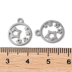 変色しない304ステンレススチールチャーム  手動研磨  スター  ステンレス鋼色  14.5x12x1mm  穴：1.6mm&nbsp;STAS-Q303-02P