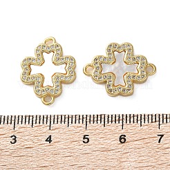 Brass Micro Pave Clear Cubic Zirconia Cross Connector Charms&nbsp;KK-U070-09A-G