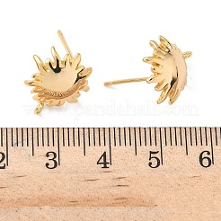真鍮製スタッドピアスパーツ  ニッケルフリー  太陽  カン付き  18KGP本金メッキ  15.5x13.5mm  穴：1.5mm  ピン：1mm&nbsp;KK-C099-20G
