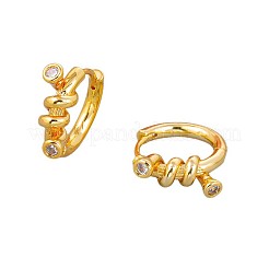 Brass Micro Pave Clear Cubic Zirconia Hoop Earrings&nbsp;WGD6E25-01