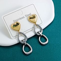 304 Stainless Steel Stud Dangle Earrings&nbsp;WG6A658-01