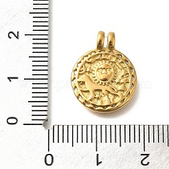 イオンプレーティング（IP）304ステンレスペンダント  太陽と狼のチャームが付いたフラットラウンド  18KGP本金メッキ  18x14x2.3mm  穴：1.6mm&nbsp;STAS-I321-74G