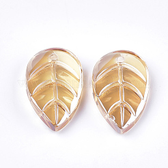 電気メッキガラスチャーム  葉  ミックスカラー  18x11x4mm  穴：1.2mm&nbsp;EGLA-S175-01-M