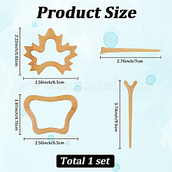 2セット2スタイルの木製ブローチ  混合図形  47.5~56.5x64~65x4mm  1セット/スタイル&nbsp;JEWB-GF0011-54A