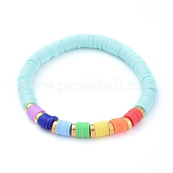 Handmade Polymer Clay Heishi Beads Stretch Bracelets&nbsp;BJEW-JB05160-M