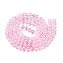 ベーキングペイント透明ガラスビーズ  ラウンド  パールピンク  8~8.5mm  穴：1.4mm&nbsp;X1-DGLA-N006-8mm-01