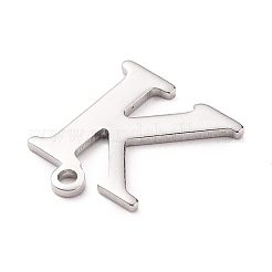 変色しにくい304ステンレススチールチャーム  レーザー切断  アルファベット  ステンレス鋼色  文字.k  12x10x0.8mm  穴：1mm&nbsp;STAS-H112-K-P