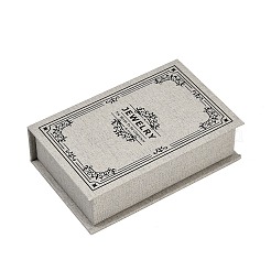 花柄プリント紙製ジュエリーディスプレイ用マグネットケース  リング、イヤリング、ネックレス、ブレスレットの収納用ジュエリーセットケース  内部のスポンジ  長方形  グレー  12.7x8x3.6cm&nbsp;CON-K015-03B-03