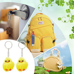 Cute Water Mink Mini Fur Chicken Pendant Bag Keychain&nbsp;KEYC-WH0018-77