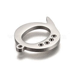 変色防止304ステンレススチールレターペンダントラインストーンセッティング  文字.q  19x15x1.5mm  穴：1.2mm  フィット感：1.6mmラインストーン&nbsp;STAS-Y006-61P-Q