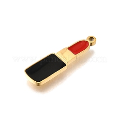 304ステンレスペンダント  エナメル  口紅のチャーム  ゴールドカラー  レッド  22x6x1mm  穴：1.2mm&nbsp;STAS-A114-05G-B