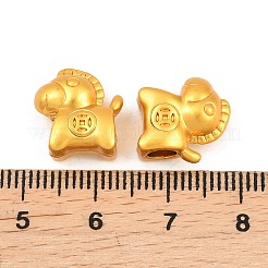 真鍮製ヨーロピアンビーズ  大穴ビーズ  馬  マットゴールドカラー  13x12.5x7mm  穴：4mm&nbsp;KK-A292-06MG