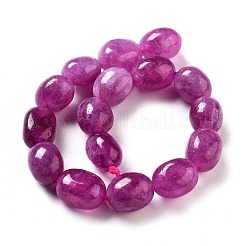 天然石マレーシアジェイドビーズ連売り  オーバル  染め  フクシア  11~13x9~10x8.5~10mm  穴：1mm  約16個/連  7.28~7.48インチ（18.5~19cm）&nbsp;G-P528-N12-01