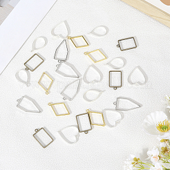 25個 5スタイル ラックメッキ合金ポリゴンオープンバックベゼルペンダント  UVレジンDIY用  エポキシ樹脂  プレスジュエリー  混合図形  ミックスカラー  33~45x20.5~30.2x3.5~3.8mm  穴：2.8~3mm  5個/スタイル&nbsp;FIND-DJ0001-35