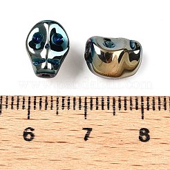 電気メッキガラスビーズセット  スカル  ダークシアン  10x8x7.5mm  穴：1mm  約65個/連  25.59''（65センチメートル）&nbsp;EGLA-T021-09L