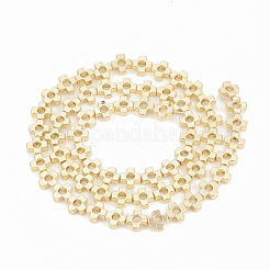 電気メッキ磁気無し合成ヘマタイトビーズ連売り  クロス  黄金メッキ  6x6x2mm  穴：1mm  約65個/連  15.7インチ&nbsp;G-T061-91G
