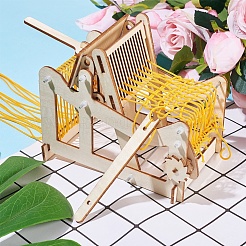 DIY木製織機キット  糸で  調整ロッド  子供用教育玩具  湯通しアーモンド  28.1x20.5x0.3cm&nbsp;DIY-WH0157-27