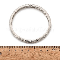 女性用真鍮ヒンジ付きバングル  ラックめっき  プラチナ  1/4インチ（0.8cm）  内径：2-3/8インチ（5.95cm）&nbsp;BJEW-D313-01P
