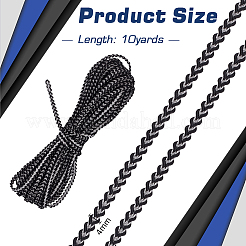10ヤードのポリエステル編みレーストリム  ブラック  1/8インチ（4mm）  約10.00ヤード（9.14m）/かせ&nbsp;SRIB-WH0011-240A